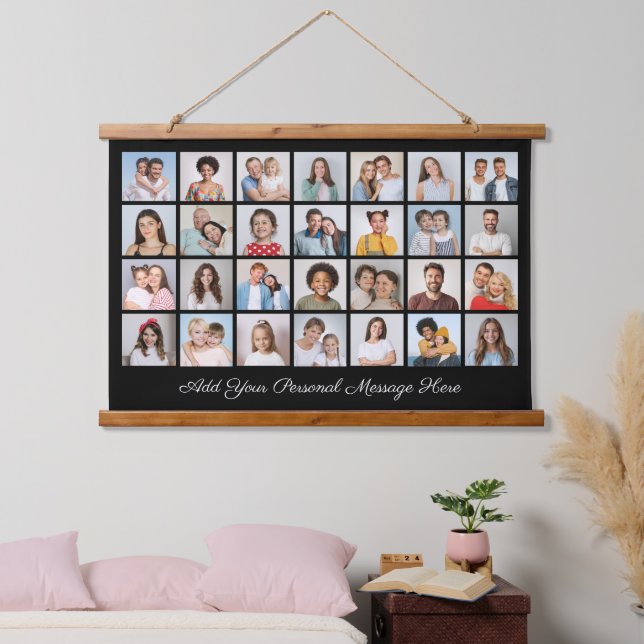 Create Your Own 28 Photo Collage Add Your Greeting Hanging Tapestry (Bedroom)