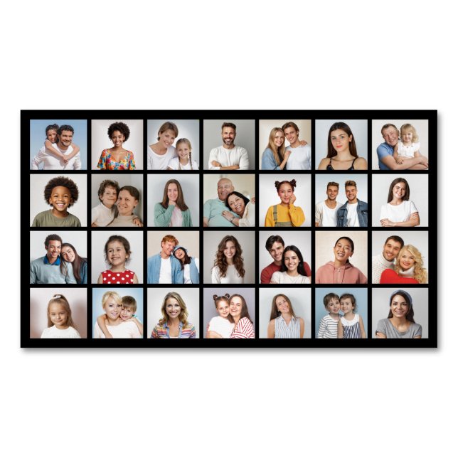 Create Your Own 28 Photo Collage Magnetic Business Card (Front)