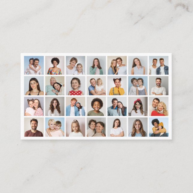 Create Your Own 28 Photo Collage Pack of 100  Business Card (Front)