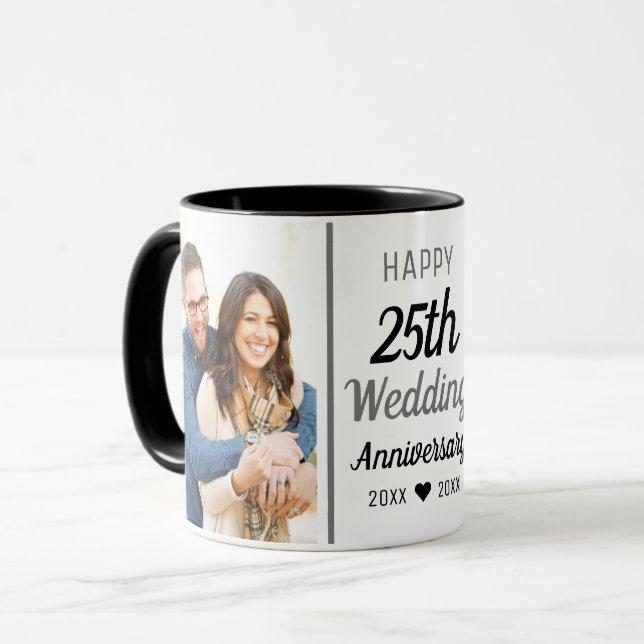 Create Your Own 2 Photo 25th Wedding Anniversary  Mug (Front Left)
