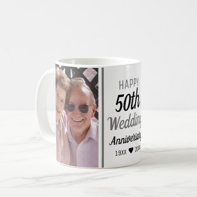 Create Your Own 2 Photo 50th Wedding Anniversary Coffee Mug (Front Left)