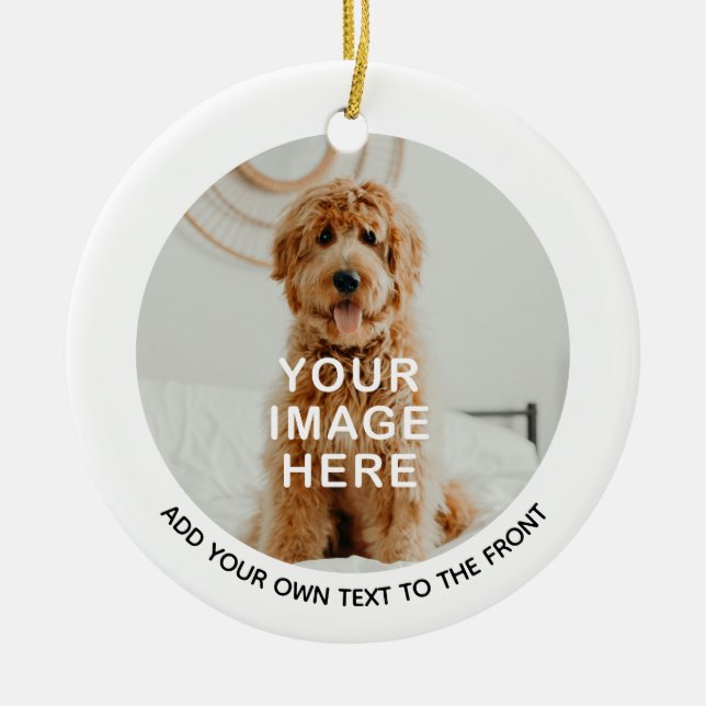 Create Your Own 2-Photo Custom Text Christmas Ceramic Tree Decoration (Front)