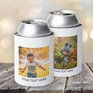 Create Your Own 2 Photo Front Back Your Text Can Cooler