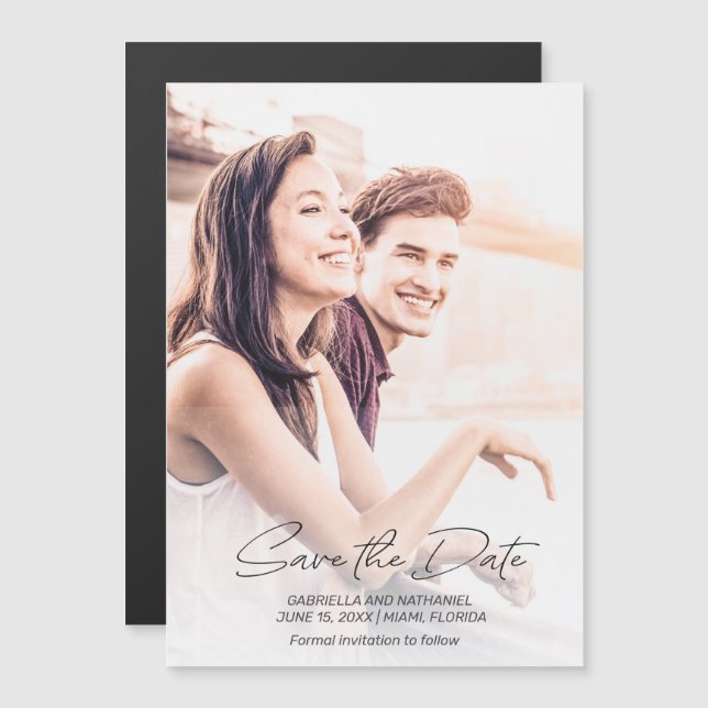 Create Your Own 2 Photo Simple Wedding Save The Da Magnetic Invitation (Front/Back)