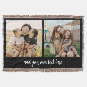 Create Your Own 2 Photo With Text Throw Blanket