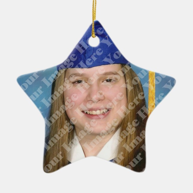 Create Your Own 2 Sided Star Photo Keepsake Ceramic Tree Decoration (Front)
