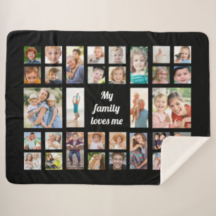 Create Your Own 32 Family Photo Collage Sherpa Blanket