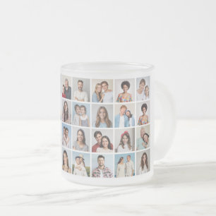 Create Your Own 32 Photo Collage Frosted Glass Coffee Mug