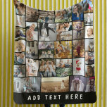 Create Your Own 35 Photo Collage Fleece Blanket<br><div class="desc">Personalised gift fleece blanket featuring a black background that can be changed to any colour,  35 photos of your choice,  and a simple text template. Makes a unique gift for yourself,  family or friends.</div>