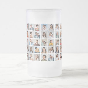 Create Your Own 35 Photo Collage Frosted Glass Beer Mug