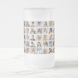 Create Your Own 35 Photo Collage Frosted Glass Beer Mug