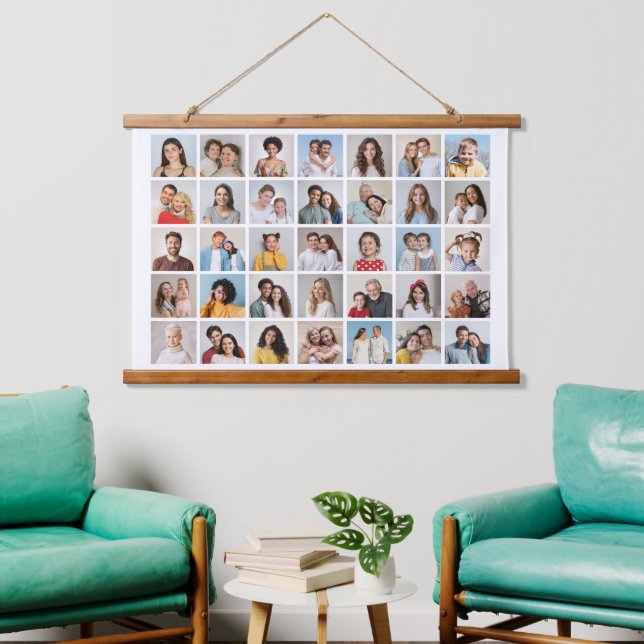 Create Your Own 35 Photo Collage Hanging Tapestry (Living Room)