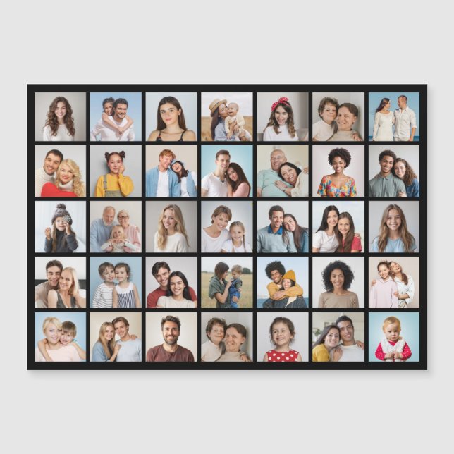 Create Your Own 35 Photo Collage Magnetic Card (Front)