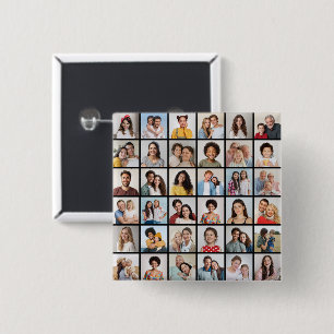 Create Your Own 36 Photo Collage 15 Cm Square Badge