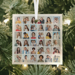 Create Your Own 36 Photo Collage Glass Tree Decoration