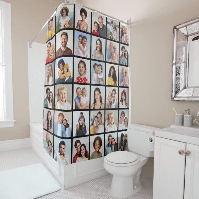 Create Your Own 36 Photo Collage Shower Curtain (In Situ)