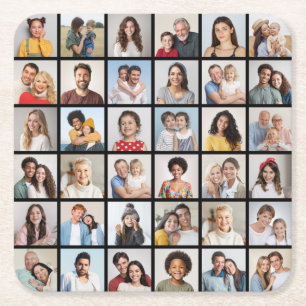 Create Your Own 36 Photo Collage Square Paper Coaster