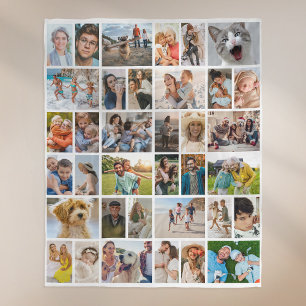 Create Your Own 36 Photo Collage White Fleece Blanket