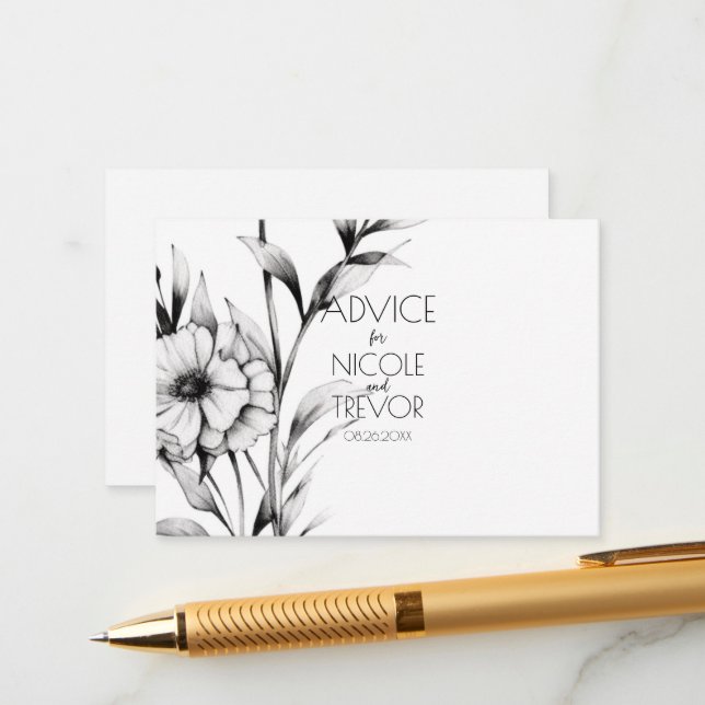 Create Your Own - 3 B&W Wildflowers Advice Card (Front/Back In Situ)