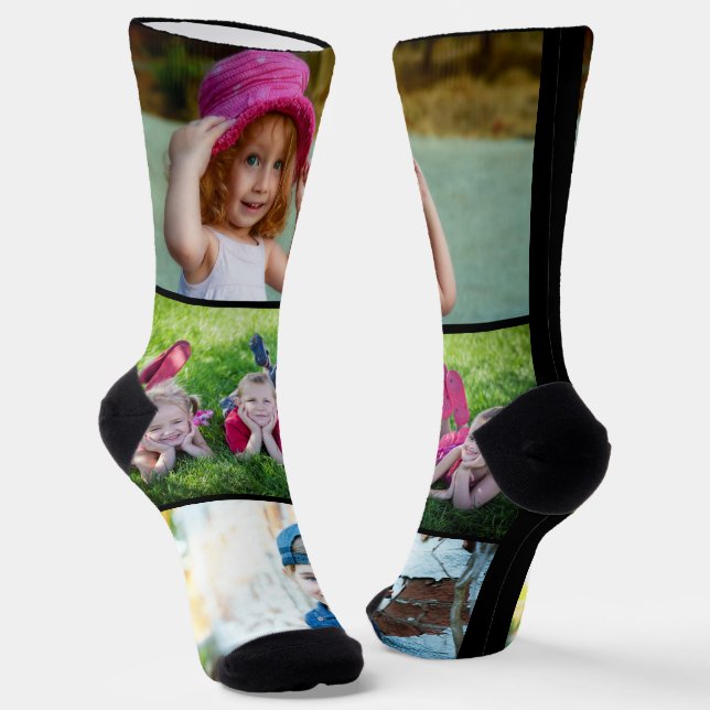 Create Your Own 3 Family Kids Photo Collage   Socks (Angled)