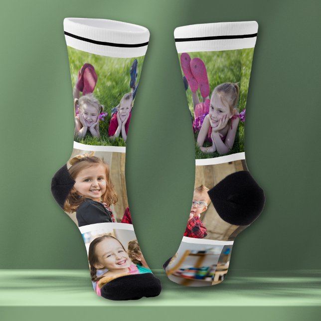 Create Your Own 3 Family Kids Photo Collage  White Socks (Creator Uploaded)