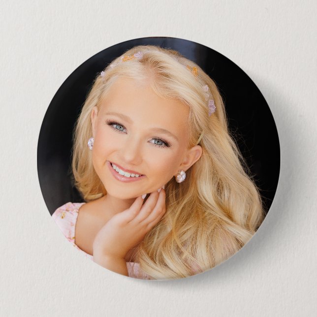 Create your own 3 inch fan pageant button! 7.5 cm round badge (Front)