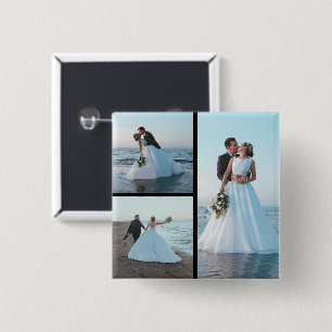 Create Your Own 3 Photo Collage 15 Cm Square Badge