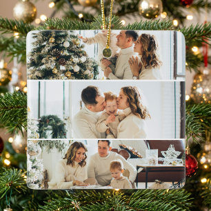Create Your Own 3 Photo Collage Ceramic Ornament