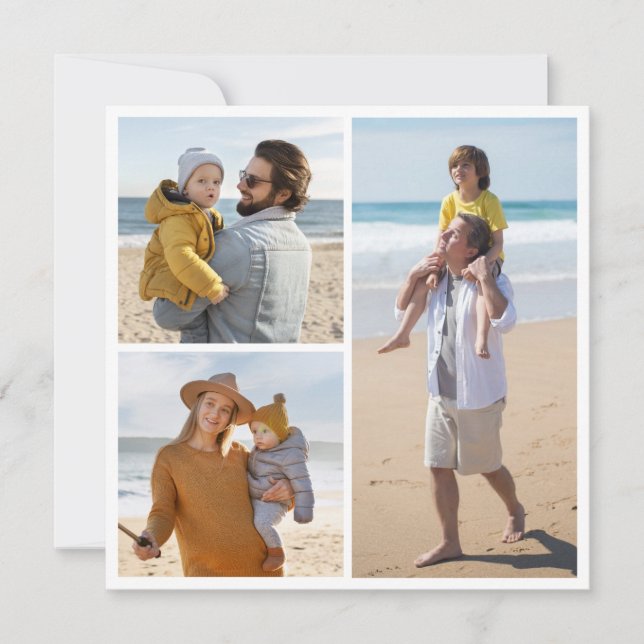 Create Your Own 3 Photo Collage Flat Greeting Card (Front)