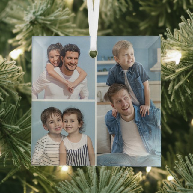 Create Your Own 3 Photo Collage Glass Tree Decoration (Insitu)
