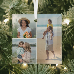 Create Your Own 3 Photo Collage Glass Tree Decoration