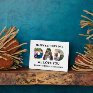 Create your own 3 photo collage Happy Fathers day Plaque