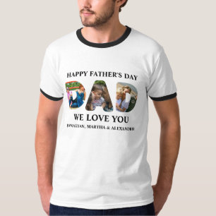 Create your own 3 photo collage Happy Fathers day T-Shirt