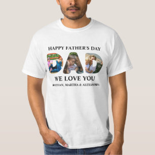 Create your own 3 photo collage Happy Fathers day T-Shirt
