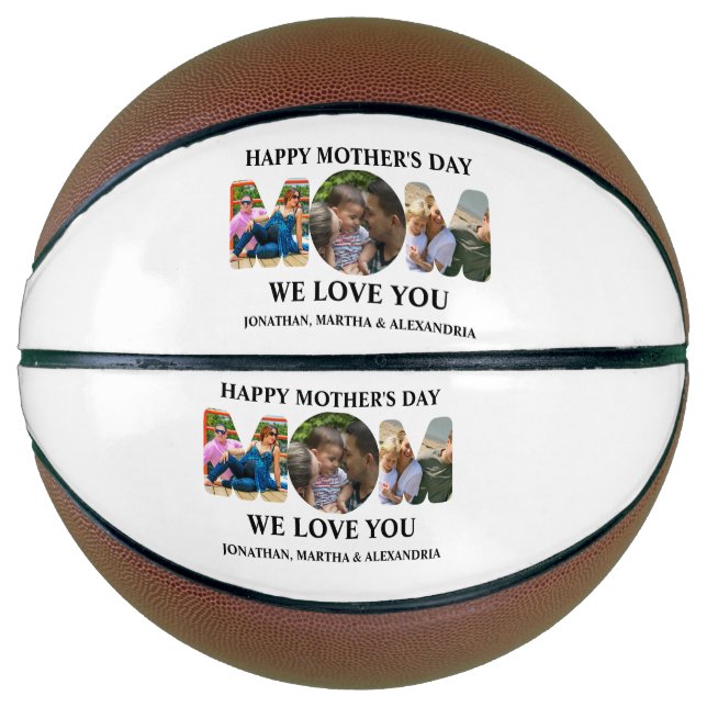Create your own 3 photo collage Happy Mothers day Basketball (Front)
