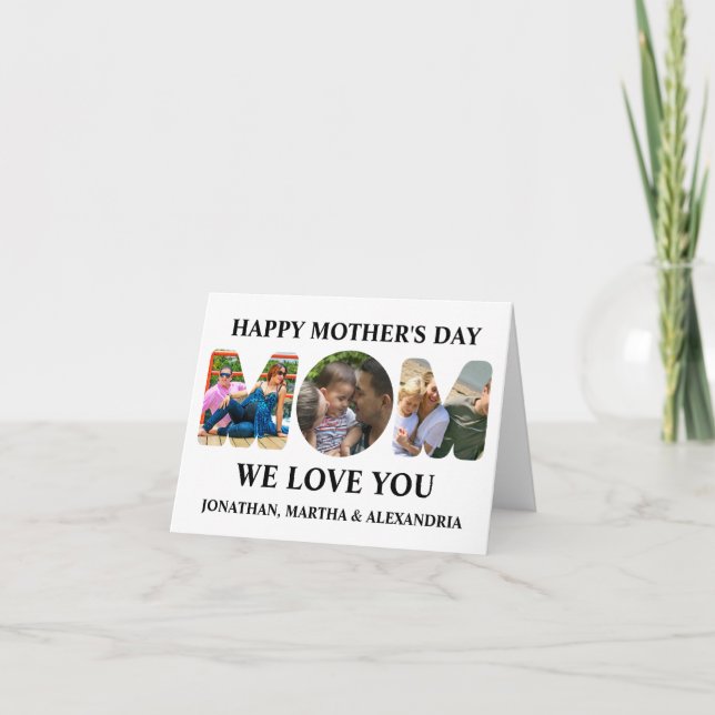 Create your own 3 photo collage Happy Mothers day Card (Front)