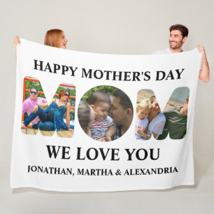 Create your own 3 photo collage Happy Mothers day Fleece Blanket