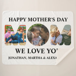 Create your own 3 photo collage Happy Mothers day Sherpa Blanket