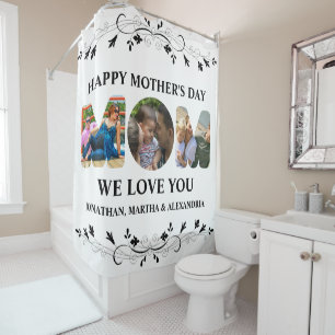 Create your own 3 photo collage Happy Mothers day Shower Curtain