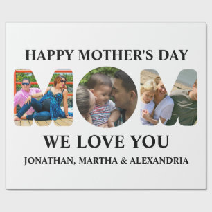 Create your own 3 photo collage Happy Mothers day Wrapping Paper