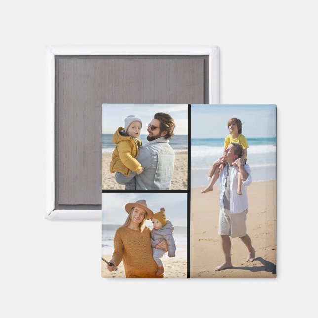Create Your Own 3 Photo Collage Magnet (Front/Back)