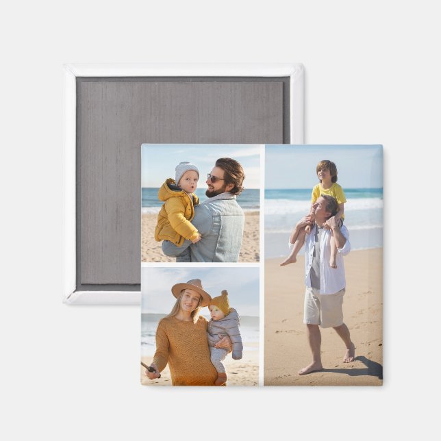 Create Your Own 3 Photo Collage Magnet (Front/Back)