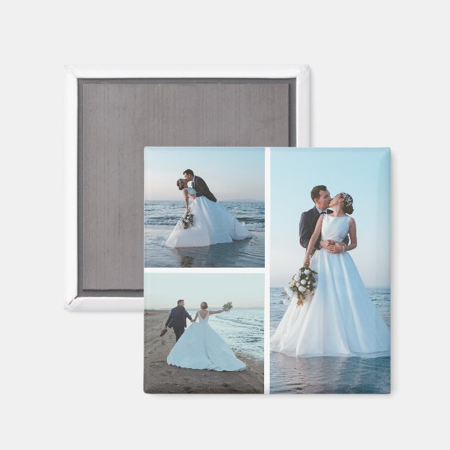 Create Your Own 3 Photo Collage Magnet (Front/Back)