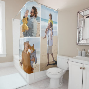 Create Your Own 3 Photo Collage Shower Curtain