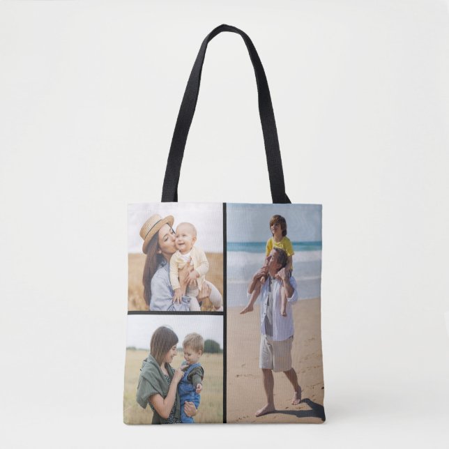 Create Your Own 3 Photo Collage Tote Bag (Front)