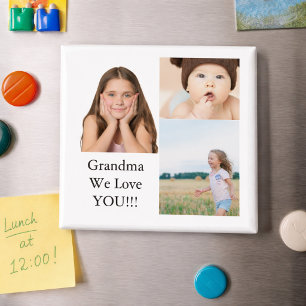 Create Your Own 3 Photo Collage We Love Grandma Magnet
