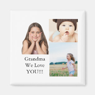 Create Your Own 3 Photo Collage   We Love Grandma  Magnet