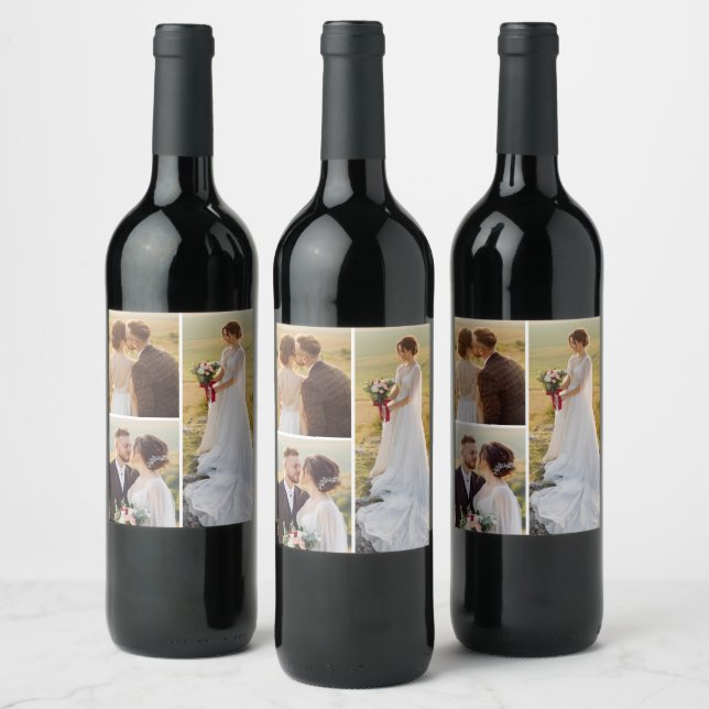 Create Your Own 3 Photo Collage Wine Label (Bottles)