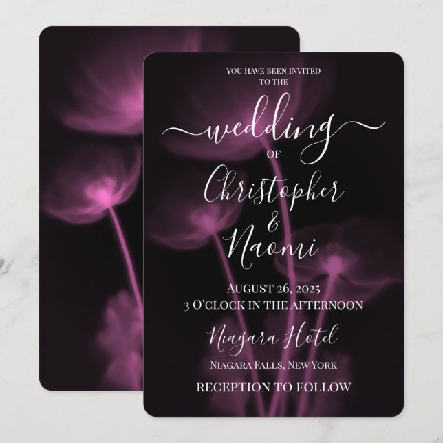 Create Your Own - 3 X-Ray Flowers Wedding Invitation (Front/Back)