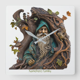 Create Your Own 3D Faux Bois Carved Tree Wizard Square Wall Clock